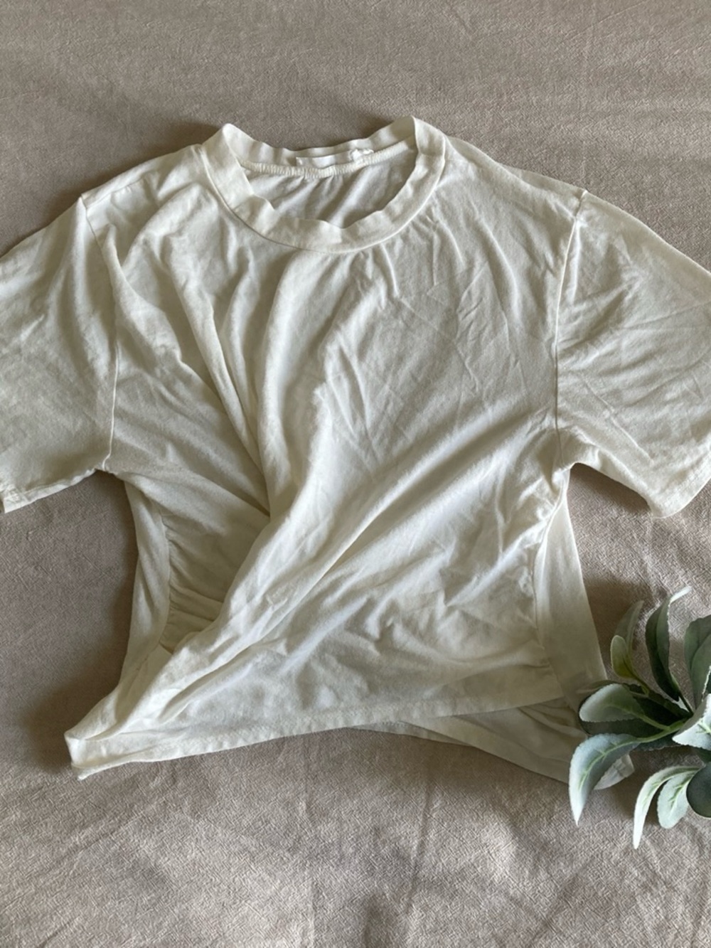 Lush White Ribbed Crewneck Top